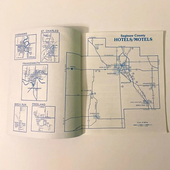 Vintage Saginaw  County Hotels Motels State of Michigan Map Brochure Pamphlet - Picture 3 of 10